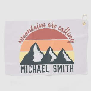 Vintage pastel mountains are calling monogram grey golf towel
