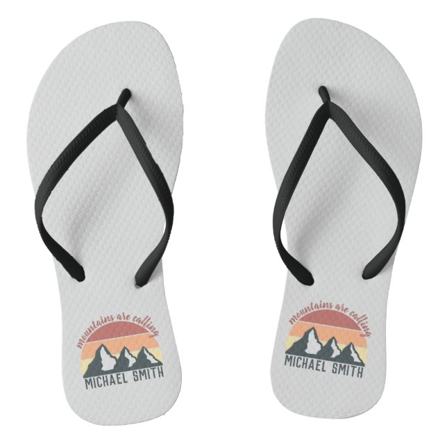 Vintage pastel mountains are calling monogram grey jandals (Footbed)
