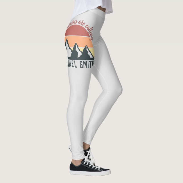 Vintage pastel mountains are calling monogram grey leggings (Right)