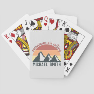 Vintage pastel mountains are calling monogram grey playing cards