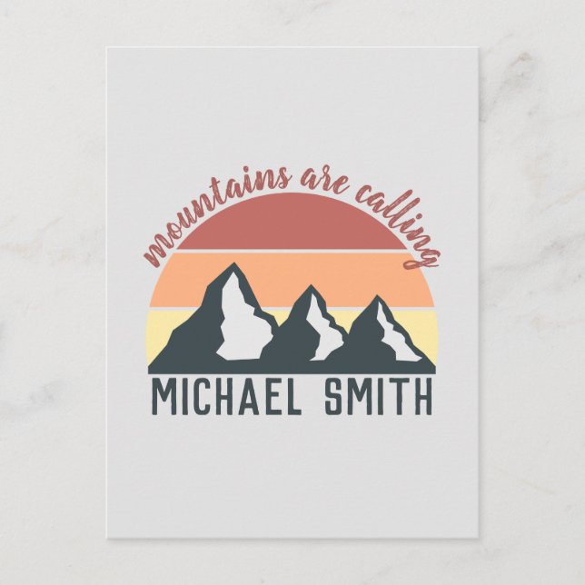 Vintage pastel mountains are calling monogram grey postcard (Front)