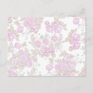 Vintage pastel pink green romantic roses floral postcard