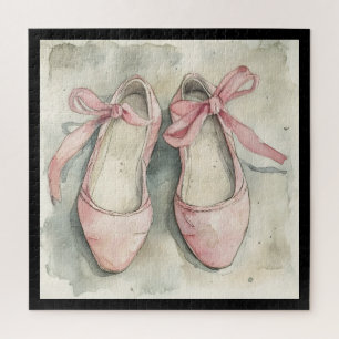Vintage Pastel Pink Ribbon Ballet Flats Jigsaw Puzzle