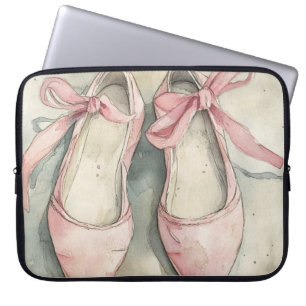 Vintage Pastel Pink Ribbon Ballet Flats Laptop Sleeve