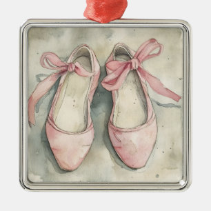 Vintage Pastel Pink Ribbon Ballet Flats Metal Tree Decoration