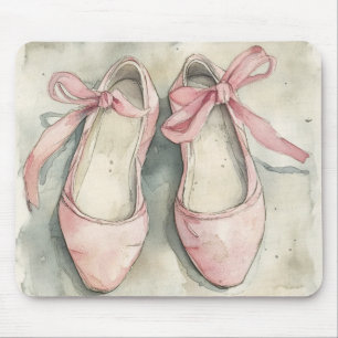 Vintage Pastel Pink Ribbon Ballet Flats Mouse Pad