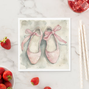 Vintage Pastel Pink Ribbon Ballet Flats Napkin