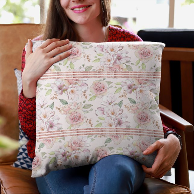 Vintage pastel pink roses pattern cushion (Creator Uploaded)
