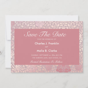 Vintage Pastel Pink Silver Floral Save The Date