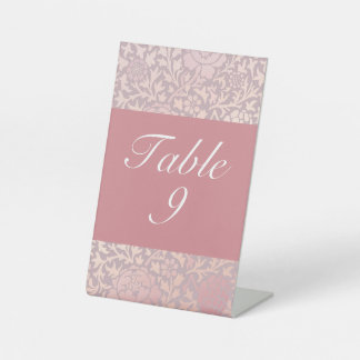 Vintage Pastel Pink Silver Floral Wedding Pedestal Sign