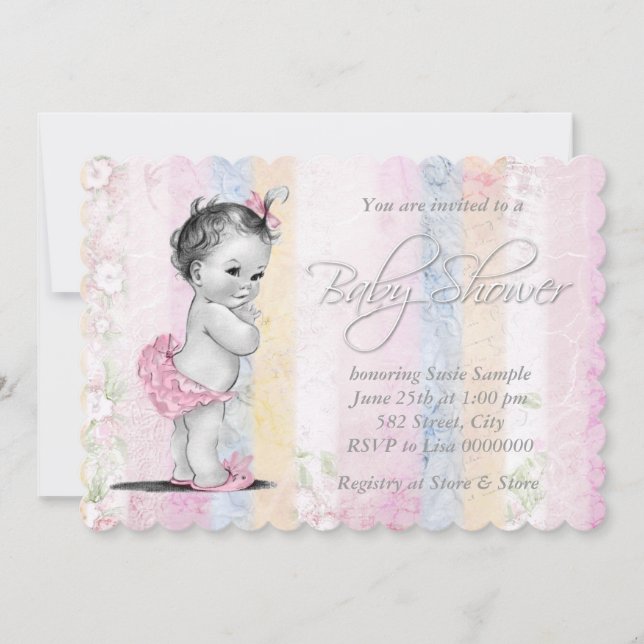 Vintage Pastel Rainbow Baby Shower Invitation (Front)