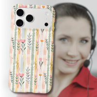 Vintage Pastel Watercolor Floral Stripes