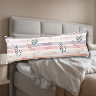 Vintage Pastel Watercolor Stripes Leaves Body Cushion