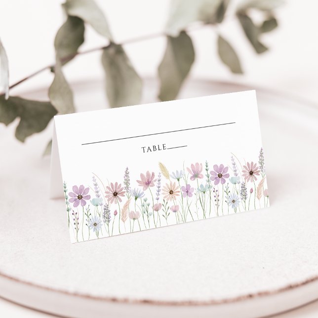 Vintage Pastel Wildflower Wedding Place Card (Creator Uploaded)