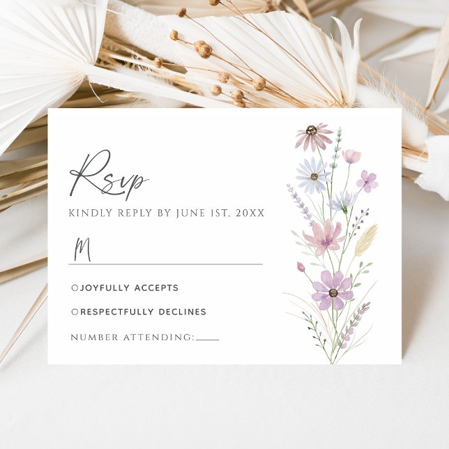 Vintage Pastel Wildflower Wedding RSVP Card (Creator Uploaded)