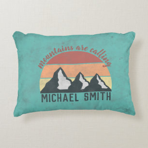 Vintage pastels mountains are calling monogram decorative cushion