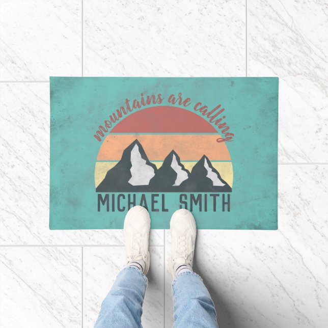 Vintage pastels mountains are calling monogram doormat (Indoor)