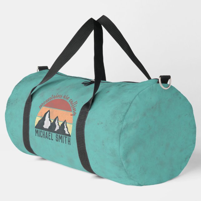 Vintage pastels mountains are calling monogram duffle bag (Left Corner)