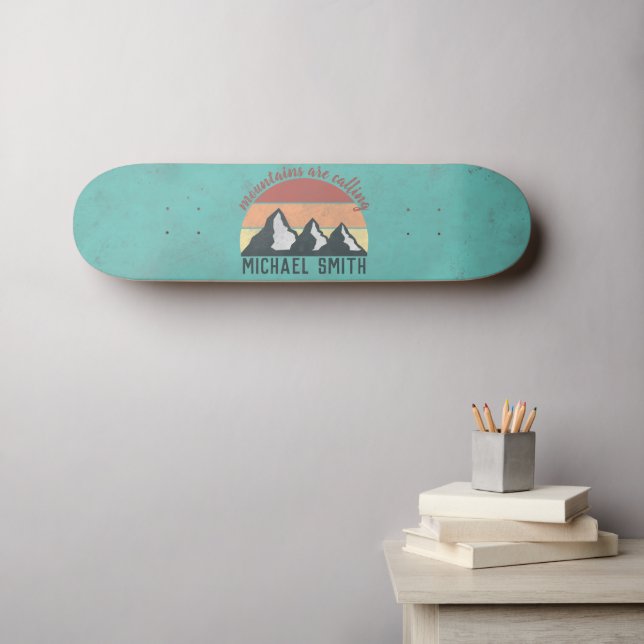 Vintage pastels mountains are calling monogram skateboard (Wall Art (Horz))