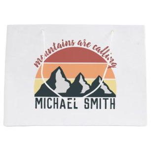 Vintage pastels mountains are calling monogram sky large gift bag