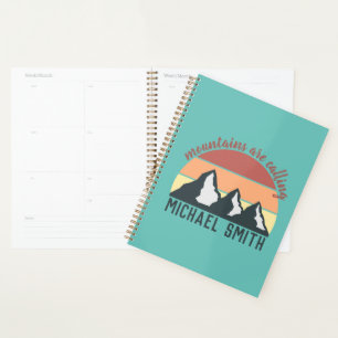 Vintage pastels mountains are calling monogram sky planner