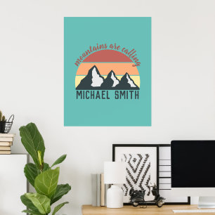 Vintage pastels mountains are calling monogram sky poster