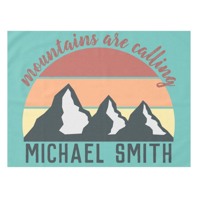 Vintage pastels mountains are calling monogram sky tablecloth (Front (Horizontal))