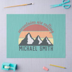 Vintage pastels mountains are calling monogram sky tissue paper