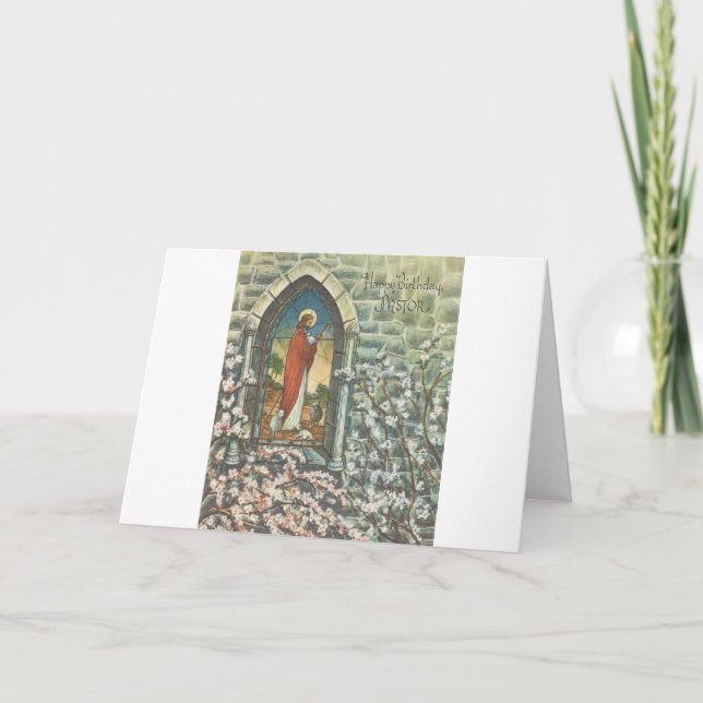 Vintage Pastor Birthday Card (Front)