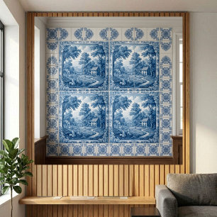 Vintage Pastoral French Toile De Jouy Country Folk Tile