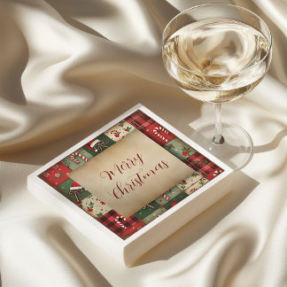 Vintage Patchwork Christmas Holiday Napkins