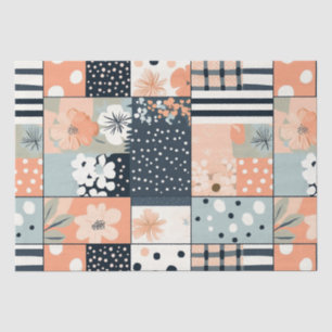 Vintage Patchwork Floral Quilt in Soft Pastel Tone Tissue Paper