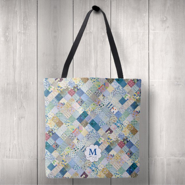 Vintage Patchwork Monogram Tote Bag (Creator Uploaded)