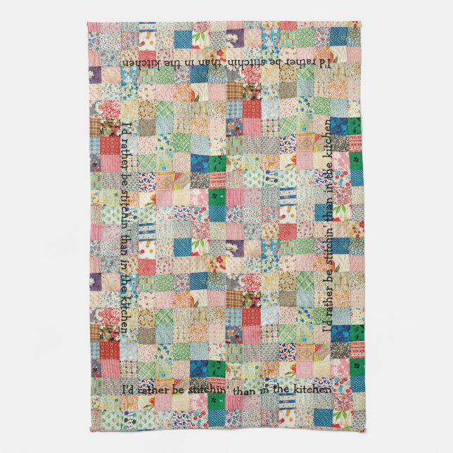 Vintage Patchwork Print Kitchen Towel (Vertical)