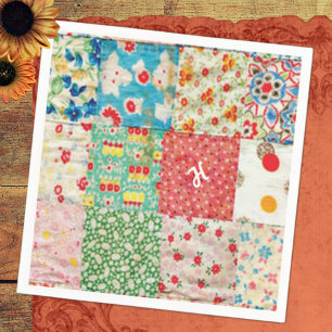 Vintage Patchwork Print Paper Napkins