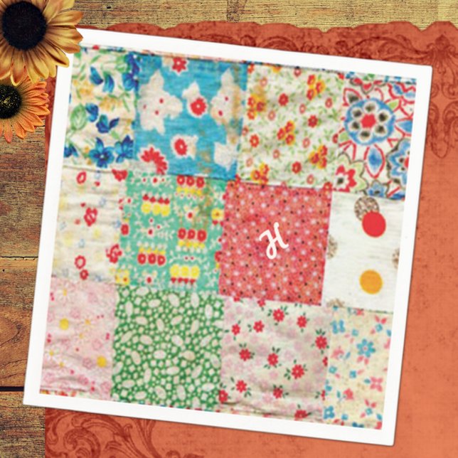 Vintage Patchwork Print Paper Napkins (Creator Uploaded)