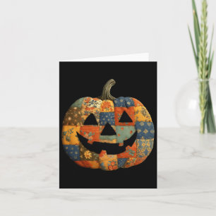 Vintage Patchwork Pumpkin Quilted Halloween Fall A Card