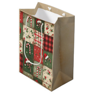 Vintage Patchwork Quilt Christmas Gift Bag