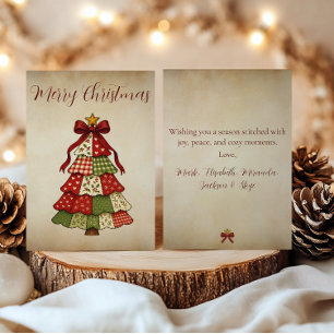 Vintage Patchwork Quilt Christmas Holiday Card