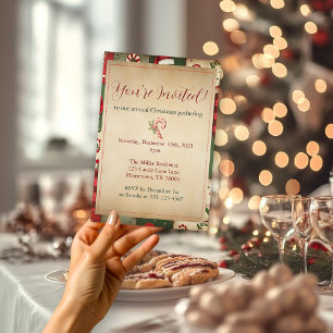 Vintage Patchwork Quilt Christmas Party Invitation