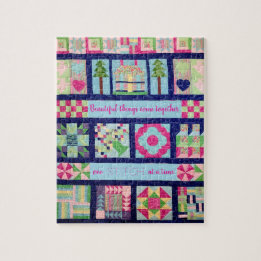 Vintage Patchwork Quilt Inspirational Quote Jigsaw Puzzle
