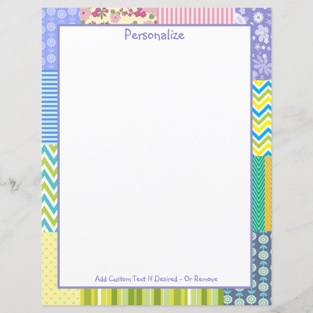 Vintage Patchwork Quilt Pattern Sewing Personalise (Front)