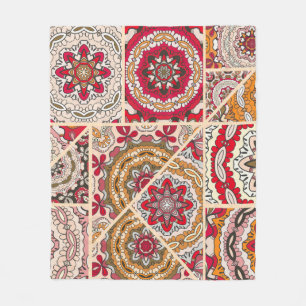 Vintage patchwork quilt pattern. Vintage decorativ Fleece Blanket