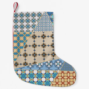 Vintage patchwork quilt pattern. Vintage decorativ Small Christmas Stocking