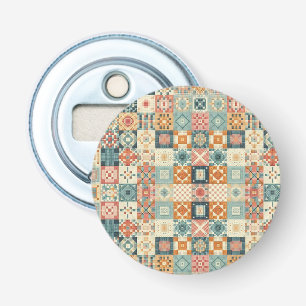 Vintage, patchwork quilted look bottle opener