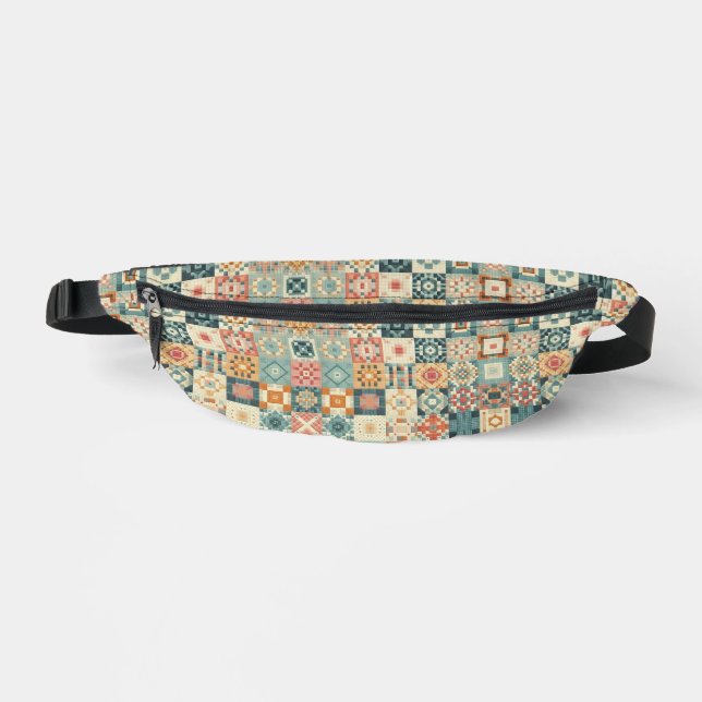 Vintage, patchwork quilted look bum bags (Front)