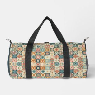 Vintage, patchwork quilted look duffle bag