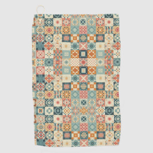 Vintage, patchwork quilted look golf towel