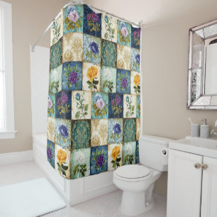 Vintage Patchwork Style Shower Curtain