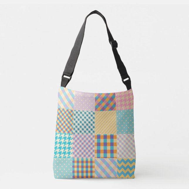 Vintage Patchwork: Textile Seamless Background Crossbody Bag (Front)